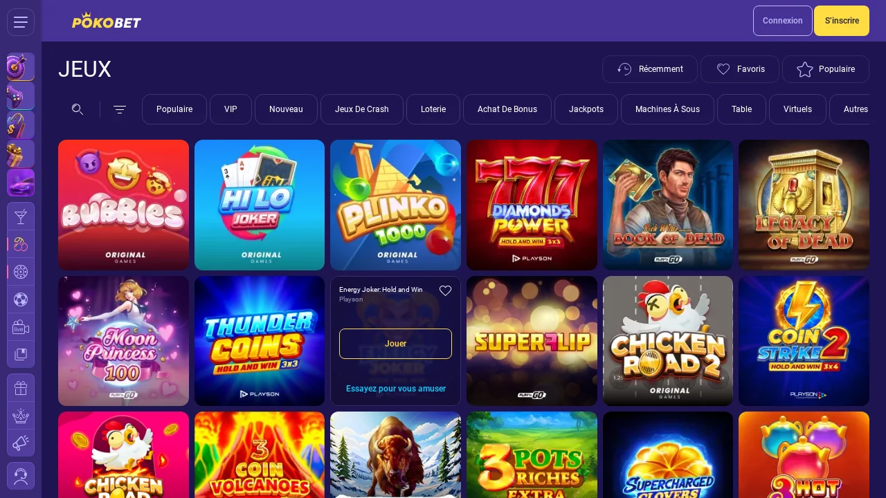 PokoBet game selection software