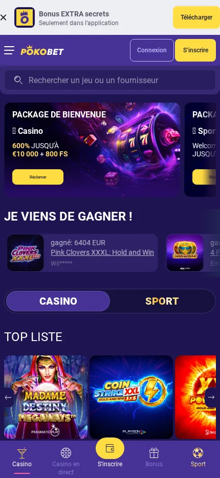 PokoBet: Fonctionnalités de l'application